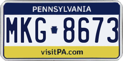 PA license plate MKG8673