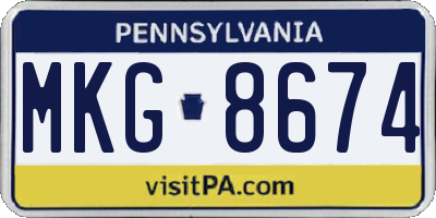 PA license plate MKG8674