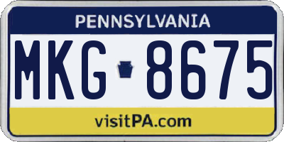 PA license plate MKG8675