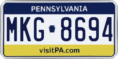 PA license plate MKG8694