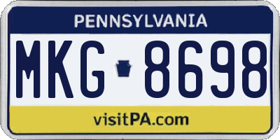 PA license plate MKG8698