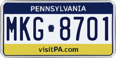 PA license plate MKG8701