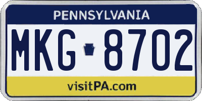 PA license plate MKG8702