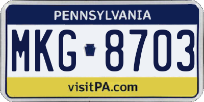 PA license plate MKG8703