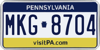 PA license plate MKG8704
