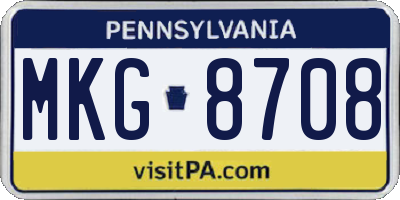 PA license plate MKG8708