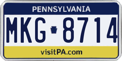 PA license plate MKG8714