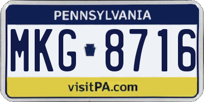 PA license plate MKG8716
