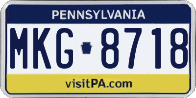 PA license plate MKG8718