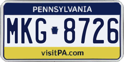 PA license plate MKG8726