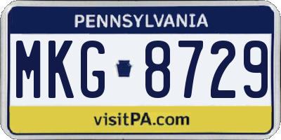PA license plate MKG8729