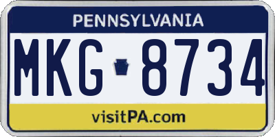 PA license plate MKG8734