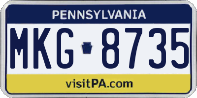 PA license plate MKG8735