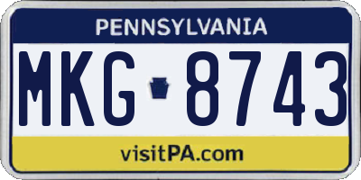 PA license plate MKG8743