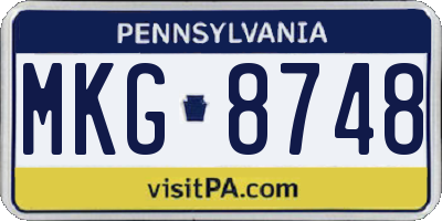 PA license plate MKG8748