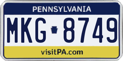 PA license plate MKG8749