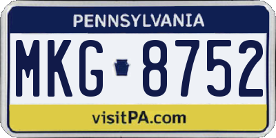 PA license plate MKG8752