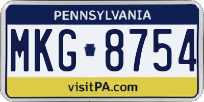 PA license plate MKG8754