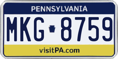 PA license plate MKG8759