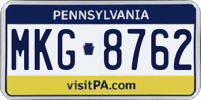 PA license plate MKG8762