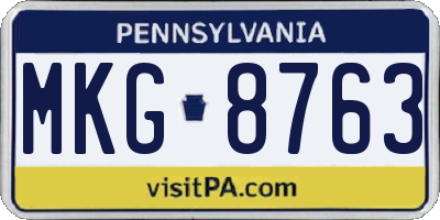 PA license plate MKG8763