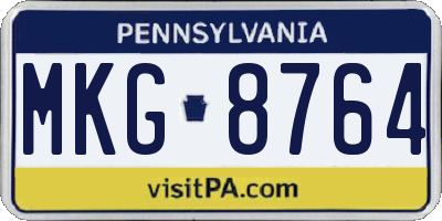 PA license plate MKG8764