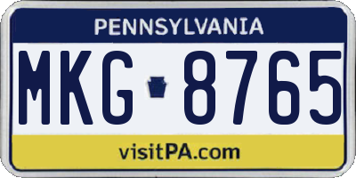 PA license plate MKG8765