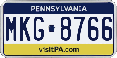 PA license plate MKG8766