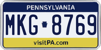 PA license plate MKG8769