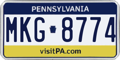 PA license plate MKG8774