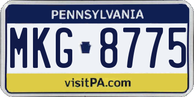 PA license plate MKG8775
