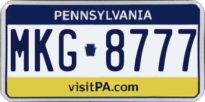 PA license plate MKG8777