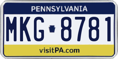 PA license plate MKG8781