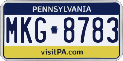 PA license plate MKG8783