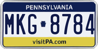 PA license plate MKG8784