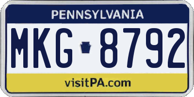 PA license plate MKG8792
