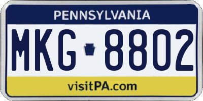 PA license plate MKG8802