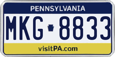 PA license plate MKG8833