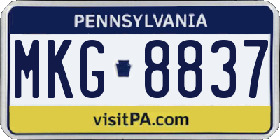PA license plate MKG8837