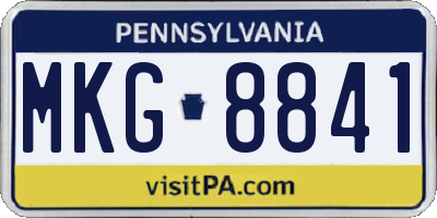 PA license plate MKG8841
