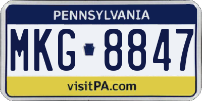 PA license plate MKG8847