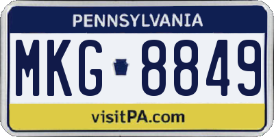 PA license plate MKG8849