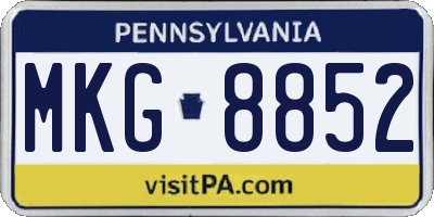 PA license plate MKG8852