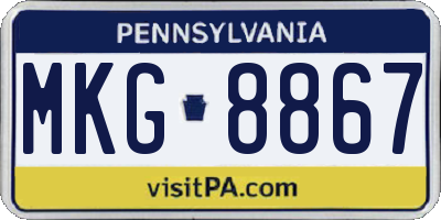 PA license plate MKG8867
