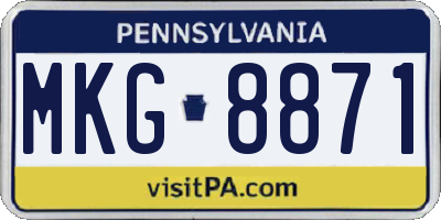 PA license plate MKG8871