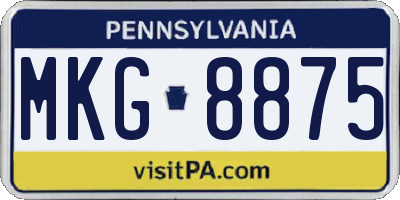 PA license plate MKG8875