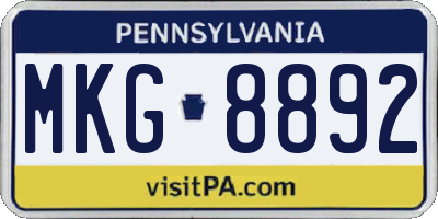 PA license plate MKG8892