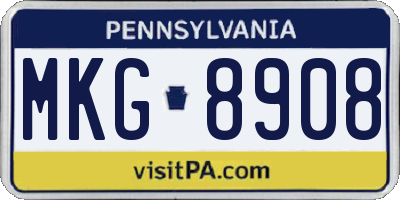 PA license plate MKG8908