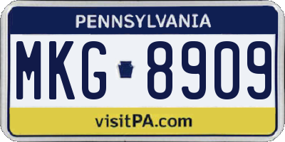 PA license plate MKG8909