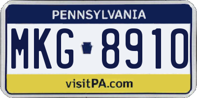 PA license plate MKG8910